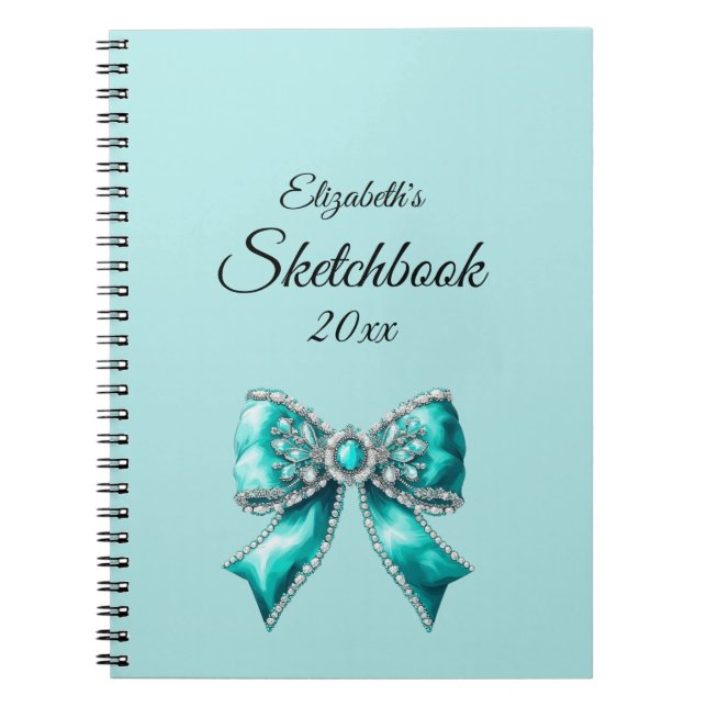 Espiral Caderno Personalizado Elegante com Nome e Laço (Frente)