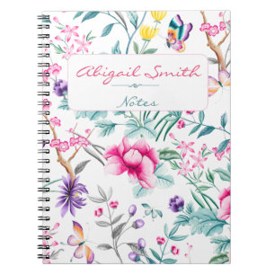 Espiral Caderno personalizado floral chique de Boho