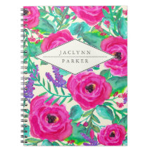 Caderno personalizado floral fresco