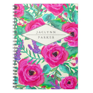 Espiral Caderno personalizado floral fresco