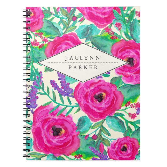 Espiral Caderno personalizado floral fresco (Frente)