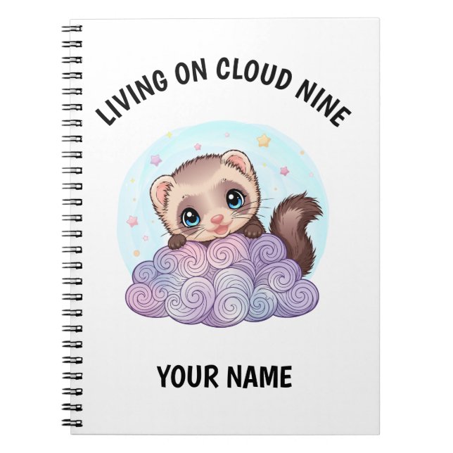 Espiral Caderno Personalizado Fofo de Furão com Texto Pers (Frente)