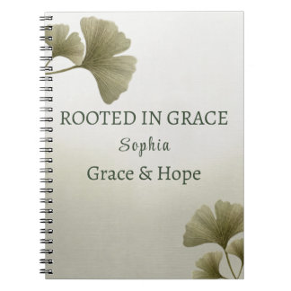 Espiral Caderno Personalizado Folha de Ginkgo Verde com No