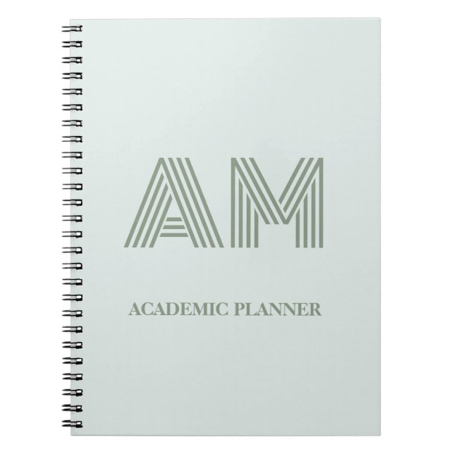 Espiral Caderno Personalizado Geométrico Verde Sage Minima (Frente)