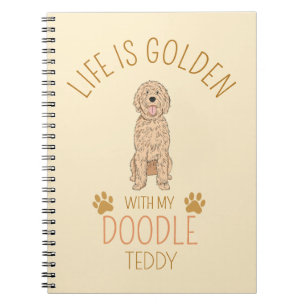 Espiral Caderno Personalizado Golden Doodle com Nome do Pe