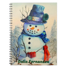 Caderno Personalizado Homem de Neve Aquarela