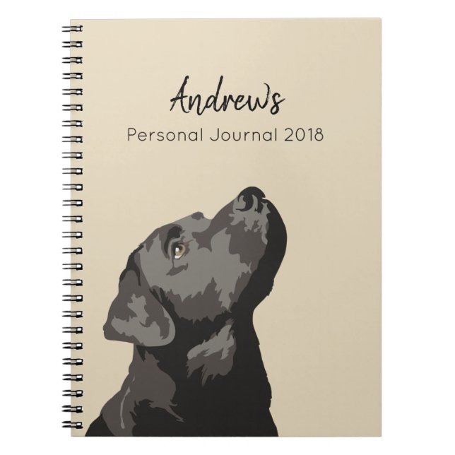 Espiral Caderno personalizado Labrador preto do Diário (Frente)