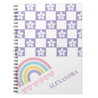 Espiral Caderno Personalizado Lavanda Arco-Íris Pastel
