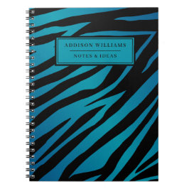 Espiral Caderno Personalizado Listras de Zebra Azul