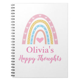 Espiral Caderno Personalizado Menina Arco-íris Boho Pastel