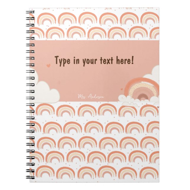Espiral Caderno Personalizado Moderno Boho Arco-Íris, pers (Frente)