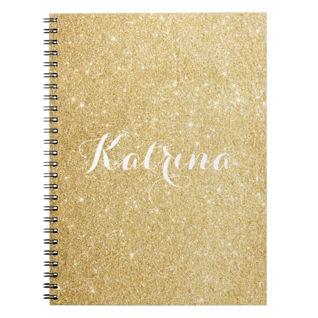 Espiral Caderno personalizado moderno do brilho Dourado do (Frente)
