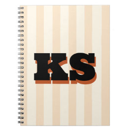 Espiral Caderno Personalizado Monograma Listras Neutras, P