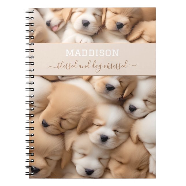 Espiral Caderno Personalizado Nome Amante de Cachorros Fof (Frente)