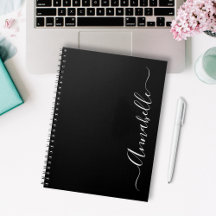 Caderno Personalizado Nome Preto e Branco