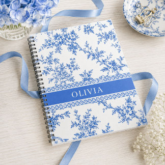 Espiral Caderno Personalizado Nome Toile Azul