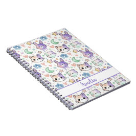Espiral Caderno Personalizado Pastel Kawaii de Animais