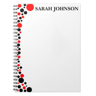 Espiral Caderno Personalizado Pontos Vermelhos e Pretos Mo