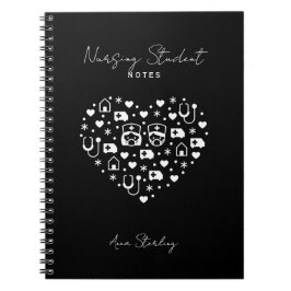 Espiral Caderno Personalizado Preto Minimalista para Estud