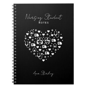 Espiral Caderno Personalizado Preto Minimalista para Estud