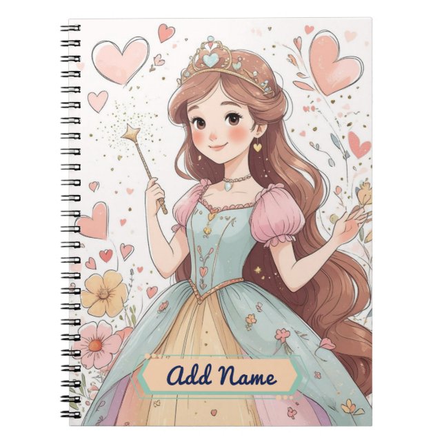 Espiral Caderno Personalizado Princesa Pastel (Frente)