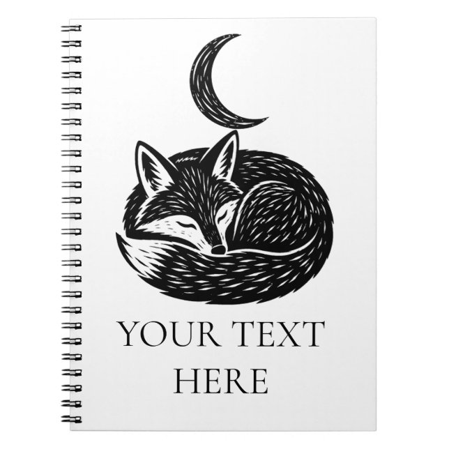 Espiral Caderno Personalizado Raposa & Lua Crescente (Frente)
