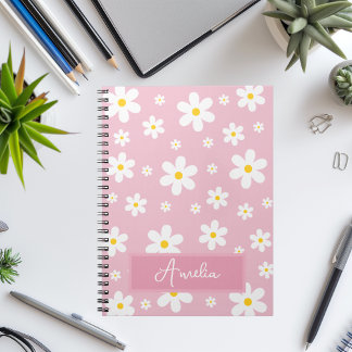 Espiral Caderno Personalizado Rosa Meninas Linda Margarida