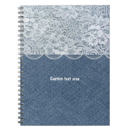 Espiral Caderno Personalizado Rústico Denim & Lace