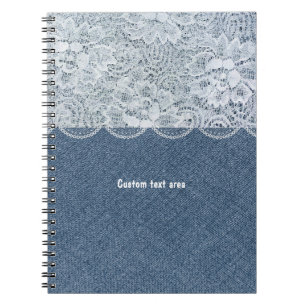 Espiral Caderno Personalizado Rústico Denim & Lace