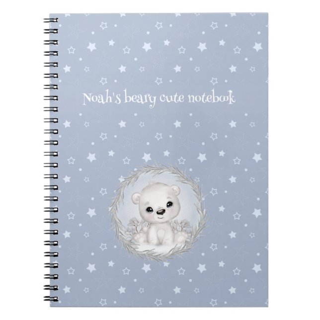 Espiral Caderno Personalizado Tema Inverno Urso Polar Fofo (Frente)