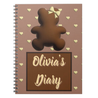 Espiral Caderno personalizado urso de chocolate fofo