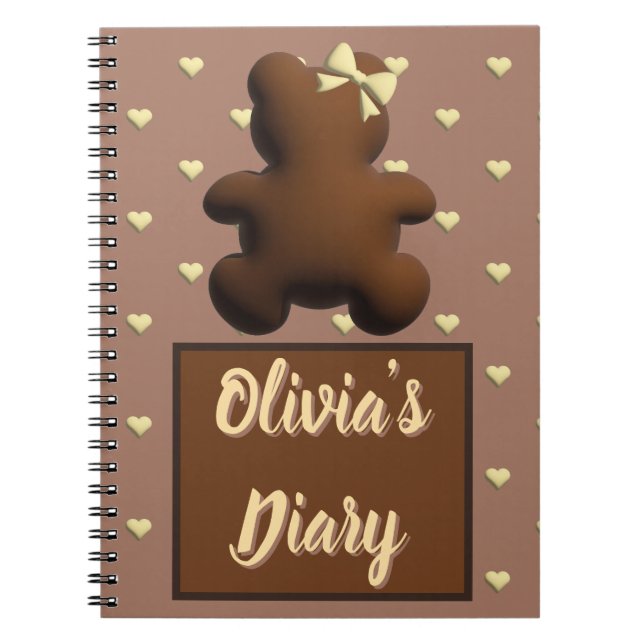 Espiral Caderno personalizado urso de chocolate fofo (Frente)