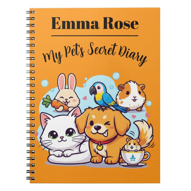 Espiral Caderno Personalizável Animais de Estimação Cartoo (Frente)