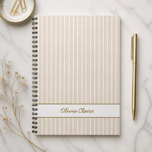 Espiral Caderno Personalizável com Listras Bege Claro