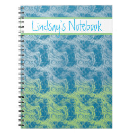 Espiral Caderno Personalizável com Redemoinho Azul e Verde