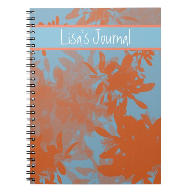 Espiral Caderno Personalizável Folha Laranja e Azul (Frente)