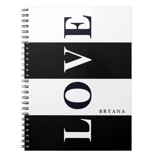 Espiral Caderno Pessoal Chic PRETO E BRANCO AMOR (Frente)