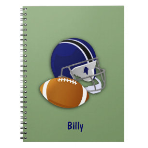 Espiral Caderno Pessoal de Futebol e Capacete de Futebol