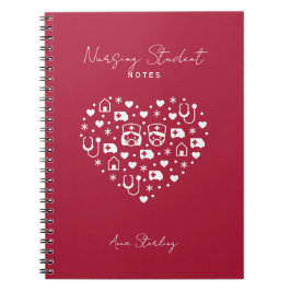 Espiral Caderno Pessoal Minimalista Vermelho para Estudant