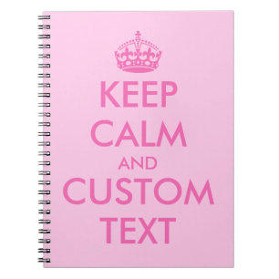 Espiral Caderno Pink Keep Calm   Texto personalizado