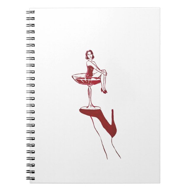 Espiral Caderno Pinup de Copo de Cocktail Antigo (Frente)