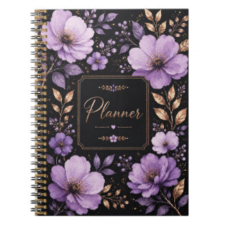 Espiral Caderno Planeador Floral Lavanda & Lilás