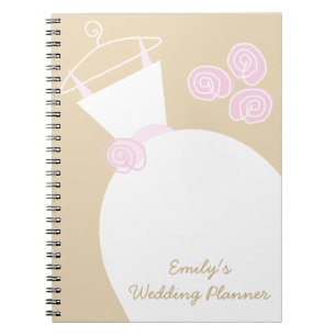 Espiral Caderno 'Planejador de Casamento' Rosa Bege Vestid