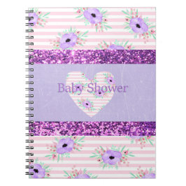 Espiral Caderno planejador de chá de bebê floral rosa e ro