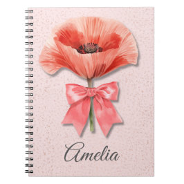 Espiral Caderno Poppy Coquette | Diário Floral Rosa