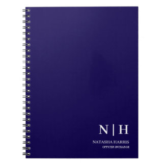 Espiral Caderno presente clássico monograma azul marinho