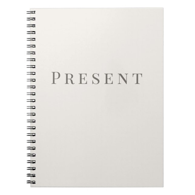 Espiral Caderno Presente – Tipografia Mínima (Frente)