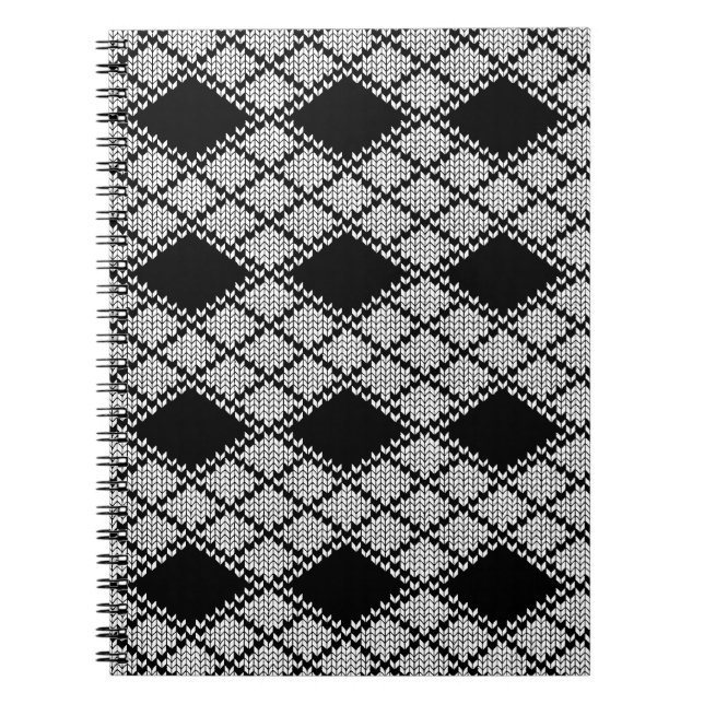 Espiral CADERNO PRETO ARGYLE KNIT 6,5x8,75 (Frente)