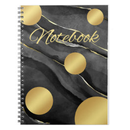 Espiral Caderno preto com pontos dourados