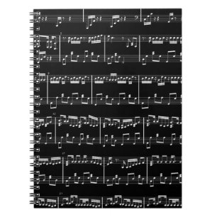 Espiral Caderno preto da partitura